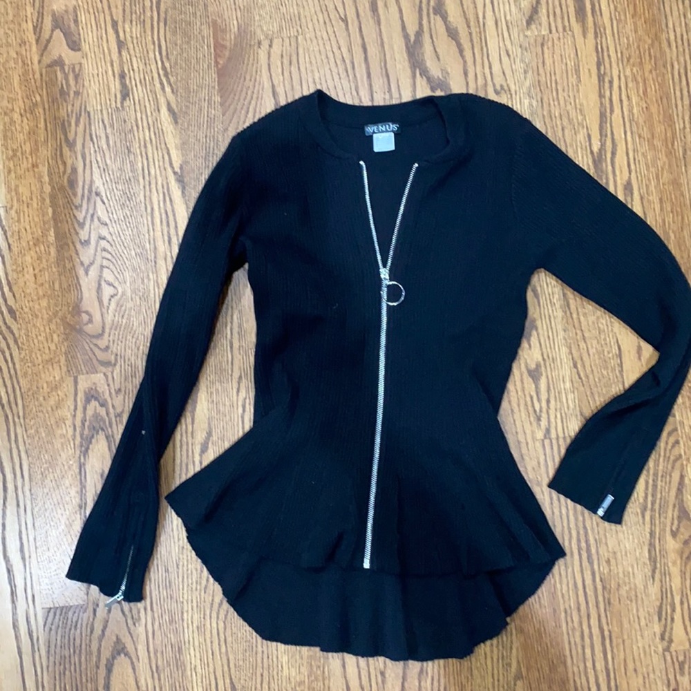 Venus black zipper detail sweater. Small